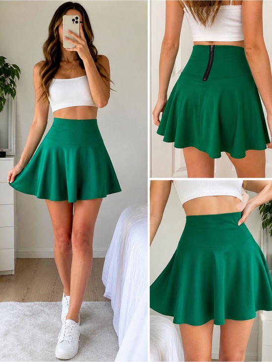 Forenza Dresses & Skirts - Forenza Emerald Green High-Waist Circle Skater Skirt